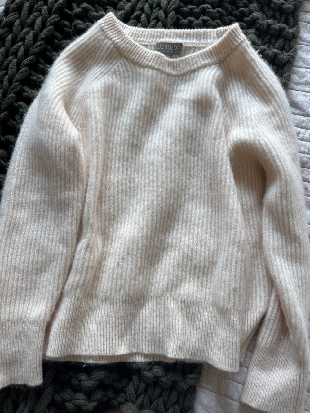 J. Crew Cashmere Ribbed Sweater- Cream